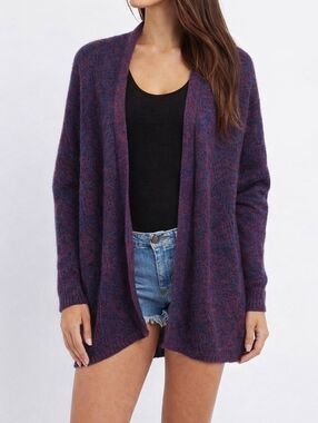 Charlotte Russe Purple and Navy Marled Oversized Open Cardigan Size L